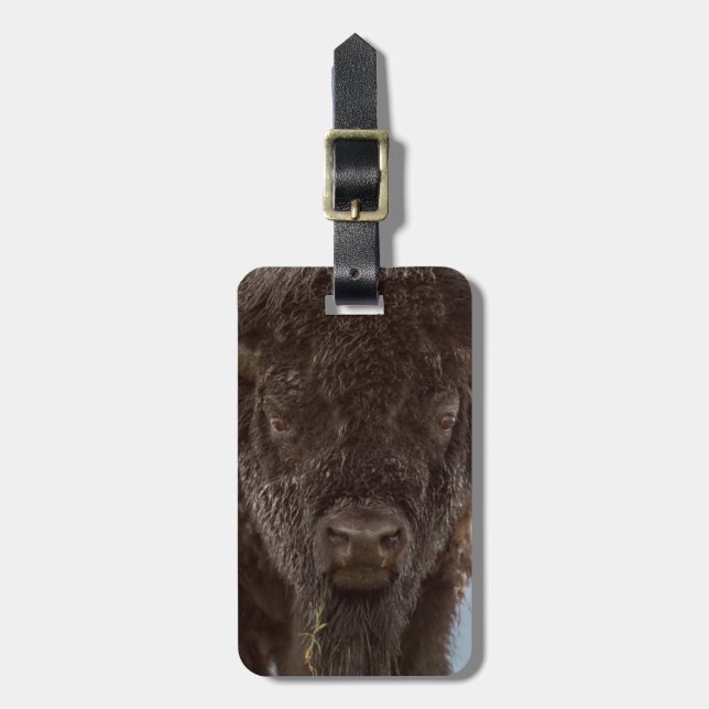 Étiquette À Bagage Portrait de Bison Bull (Devant Vertical)