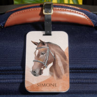 Portrait de cheval brun nom personnalisé équestre