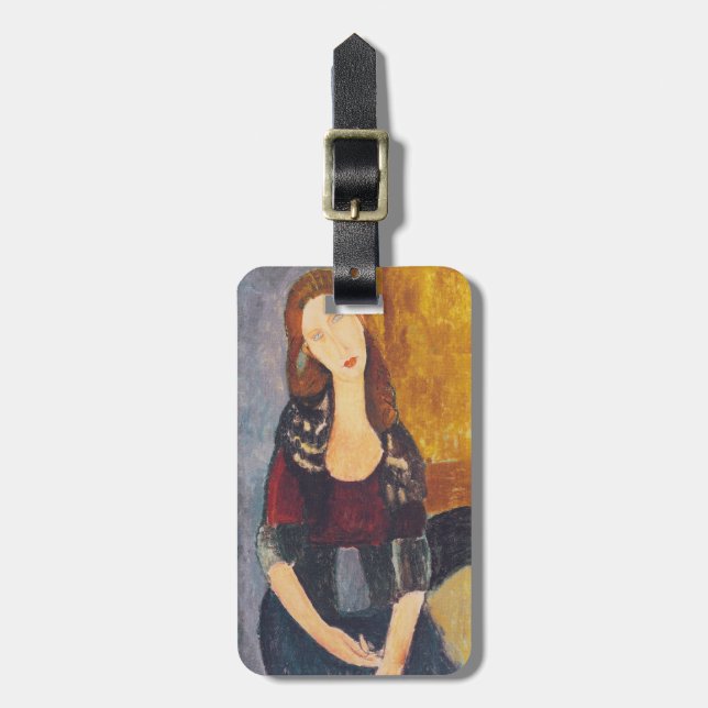 Étiquette À Bagage Portrait de Jeanne Hebuterne par Amedeo Modigliani (Devant Vertical)