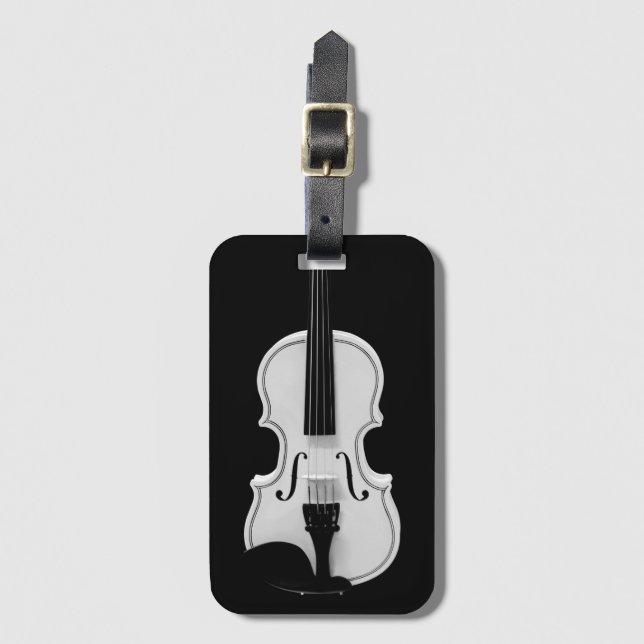Étiquette À Bagage Portrait de violon - Photographie noir et blanc (Devant Vertical)