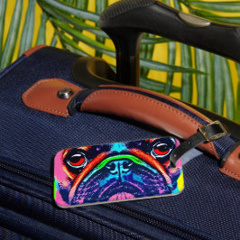 Étiquette À Bagage Portrait du Carlin coloré dans le style pop art