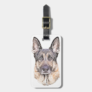 Étiquette À Bagage Portrait du meilleur ami allemand Shepherd Dog