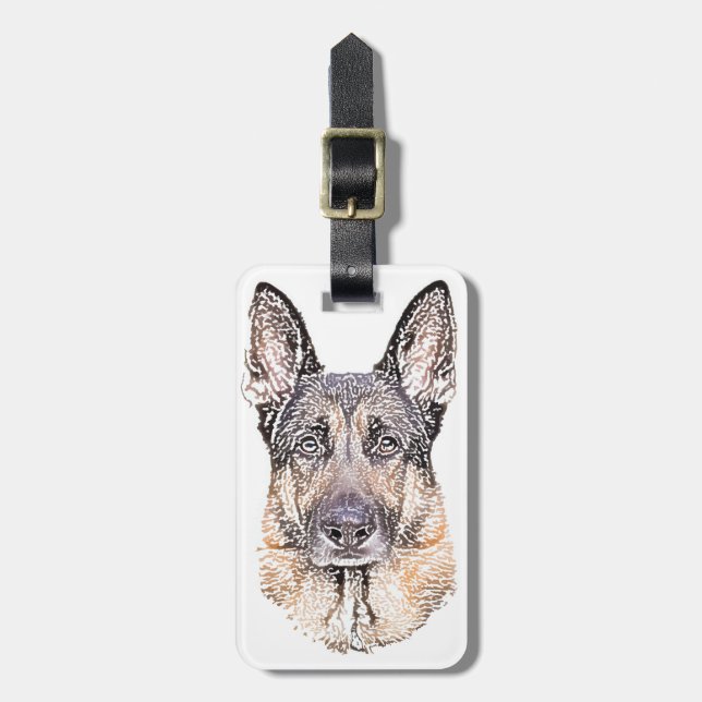 Étiquette À Bagage Portrait du meilleur ami allemand Shepherd Dog (Devant Vertical)