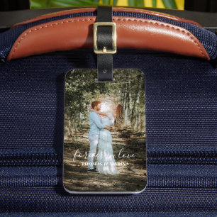 Étiquette À Bagage Portrait Mariage personnalisé Calligraphie moderne