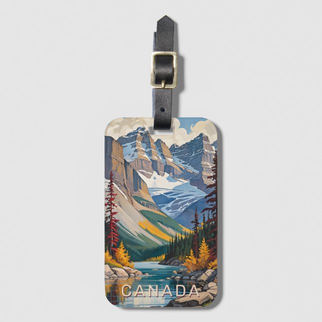 Étiquette À Bagage Poster de voyage du Canada texte personnalisé (Devant Vertical)