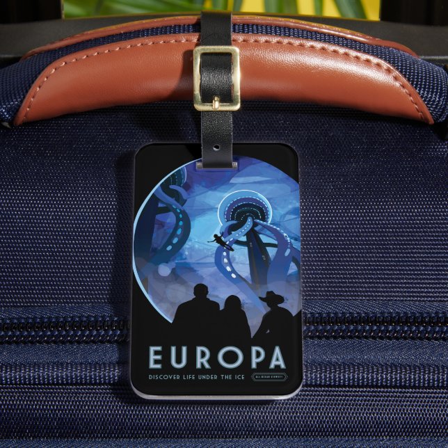 Étiquette À Bagage Poster de voyage Retro Space - Jupiter's Moon Euro (Insitu Rectoal 2)