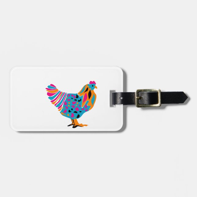 Étiquette À Bagage Poulet lumineux génial (Devant horizontal)