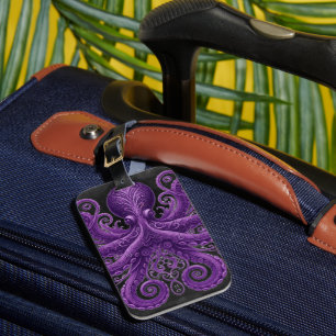 Étiquette À Bagage Poulpe Violet Steampunk Victorien Kraken
