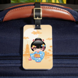 Étiquette À Bagage Poupée Maiko Kokeshi - Cute Japonaise Geisha Girl