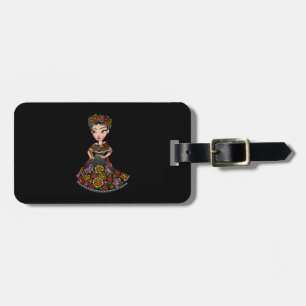 Étiquette À Bagage poupée mexicaine avec fleurs