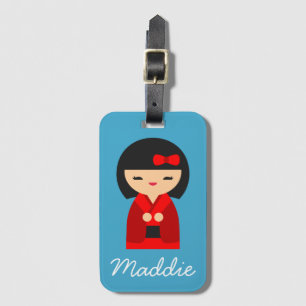 Étiquette À Bagage Poupées japonaises de Red Kokeshi