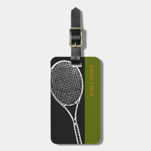 Étiquette À Bagage pour un voyage au tennis, un noir & vert