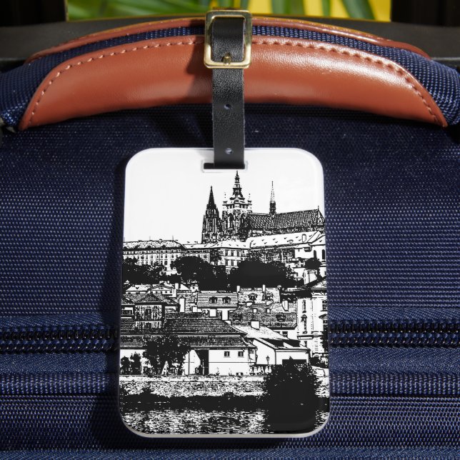 Étiquette À Bagage Prague, Ville historique, Château - Art tchèque (Insitu Rectoal 2)
