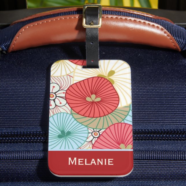 Étiquette À Bagage Pretty Japanese Elegant Floral Personalised (Insitu Rectoal 2)