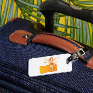 Étiquette À Bagage Princesse Fée d'automne avec Feuilles orange et Co