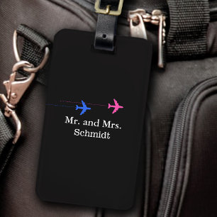Étiquette À Bagage prochain M. et Mme Voyage personnalisé noir