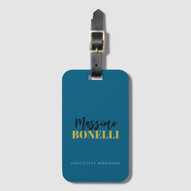 Étiquette À Bagage Professional elegant modern minimalist blue gold (Devant Vertical)