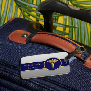 Étiquette À Bagage Professionnel Médicale Caduceus Blue Gold