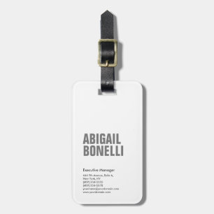 Étiquette À Bagage Professionnel minimaliste gras moderne gris blanc