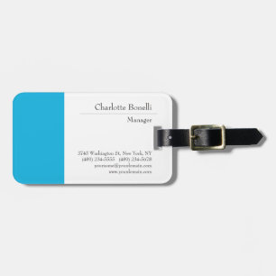 Étiquette À Bagage Professionnel Moderne Minimaliste Bleu Blanc