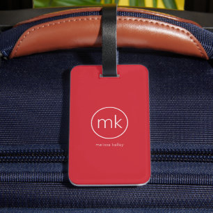 Étiquette À Bagage Professionnel Simple Monogramme Initial Minimal Ro