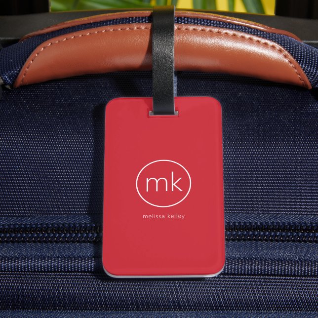 Étiquette À Bagage Professionnel Simple Monogramme Initial Minimal Ro (Verso Insitu 4)