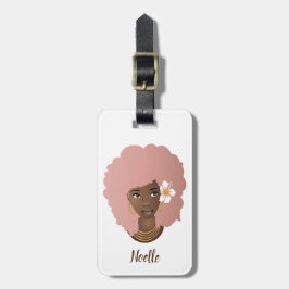 Étiquette À Bagage Profitez du voyage, rose Afro | Blanc et pourpre