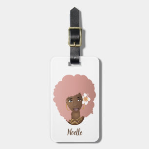 Étiquette À Bagage Profitez du voyage, rose Afro   Blanc et pourpre