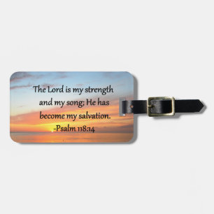 ÉTIQUETTE À BAGAGE PSALM SPIRITUEL 118:14 DESIGN PHOTO SLEVER