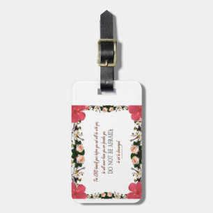 Étiquette À Bagage Psaume 1 Art - Bienheureux Juif avec Design Floral