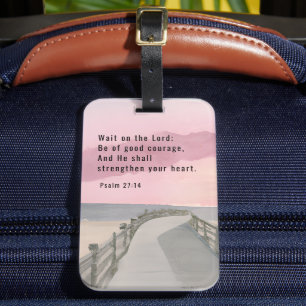 Étiquette À Bagage Psaume 27:14 Attendez sur le Seigneur Bible Verse 