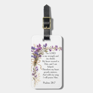 Étiquette À Bagage Psaume 28:7 Verset Biblique, Art Floral Lavande Vi