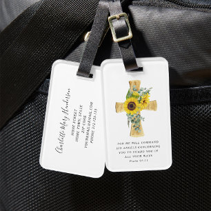 Étiquette À Bagage Psaume 91:11 Verset biblique Tournesols religieux