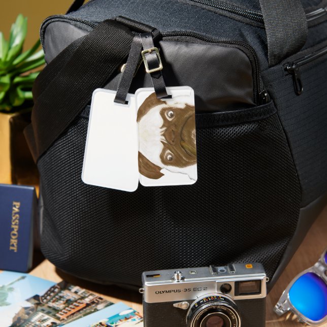 Étiquette À Bagage Puggy Grumpy personnalisée avec Cigar (Recto & Verso)