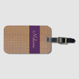 Étiquette À Bagage Purple Faux Gold Knished Motif Personnalisé