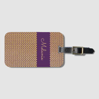 Étiquette À Bagage Purple Faux Gold Knished Motif Personnalisé