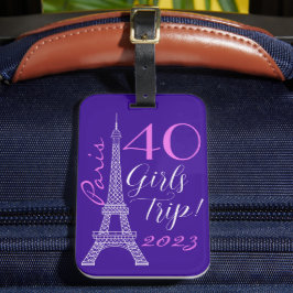 Étiquette À Bagage Purple Paris Tour Eiffel 40e anniversaire Voyage d