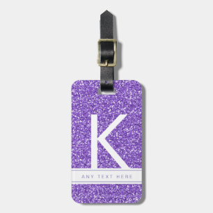 Étiquette À Bagage Purple Parties scintillant Girly Moderne Monogramm
