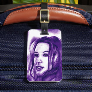 Étiquette À Bagage Purple People Woman Portrait Art original