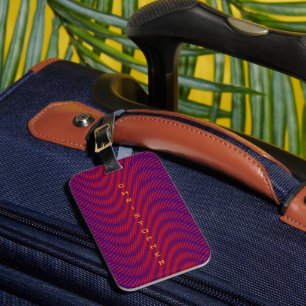 Étiquette À Bagage Purple & Red Lines strié Psychedélique & Trippy