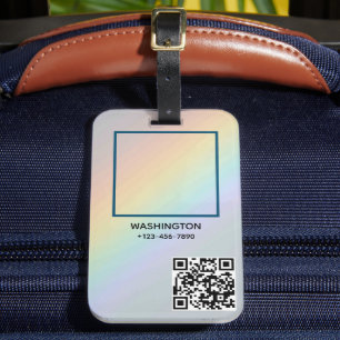 Étiquette À Bagage Qr Code Business Logo Nom image Titre Détails