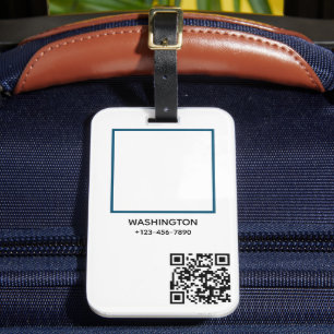 Étiquette À Bagage Qr Code Business Logo Nom image Titre Détails