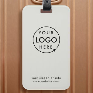 Étiquette À Bagage QR Code Business Logo Professional Simple Gray