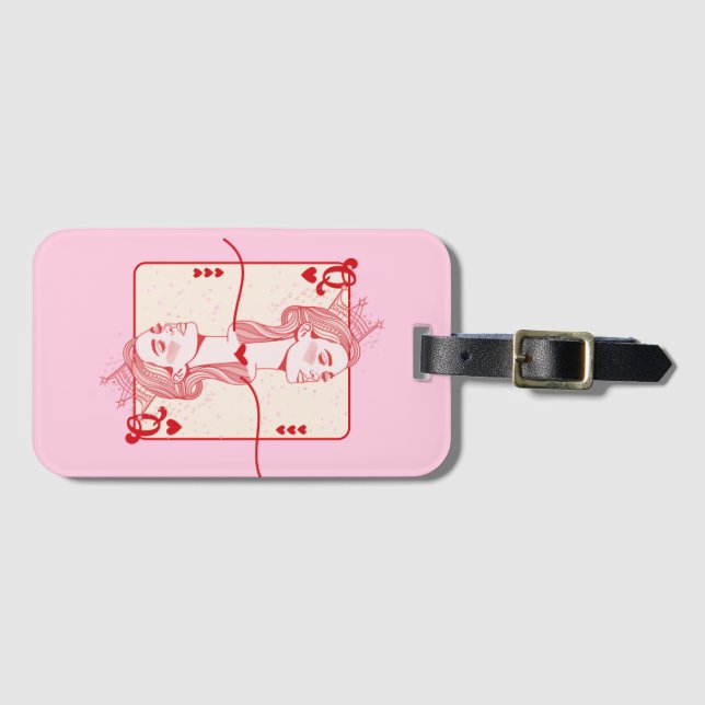 Étiquette À Bagage Queen of Hearts Red and Pink Preppy Art (Devant Horizontal)