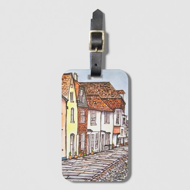 Étiquette À Bagage Rangée de maisons (Devant Vertical)