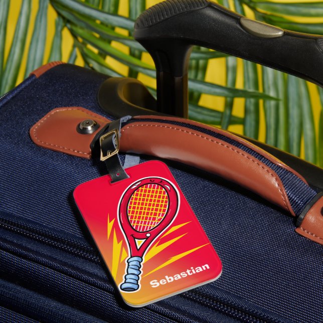 Étiquette À Bagage Raquette De Tennis Branchée Avec Nom (Insitu Rectoal 1)