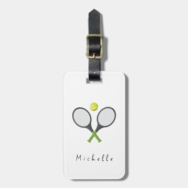 Étiquette À Bagage Raquette et balle de tennis tendance personnalisée (Devant Vertical)