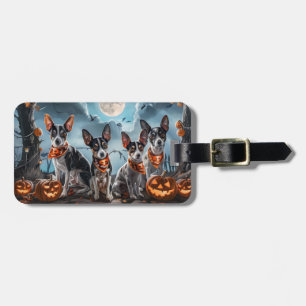Étiquette À Bagage Rat Terrier Halloween Éffrayant
