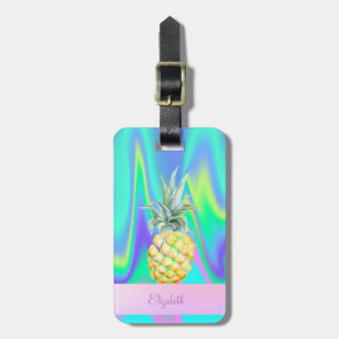 Étiquette À Bagage Rayure de mode Ananas Holographique