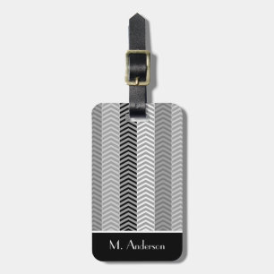 Étiquette À Bagage Rayures blanches noires de Contempory Chevron avec